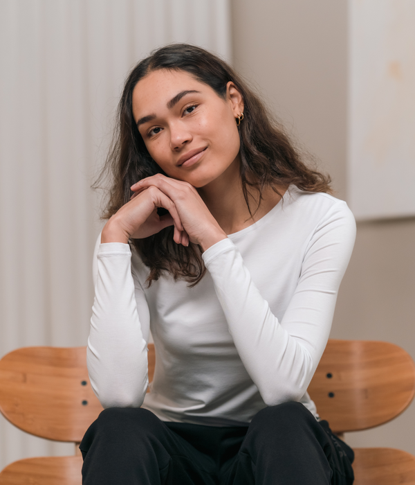 3 pak bambus langærmet T-shirt sort/sort/hvid