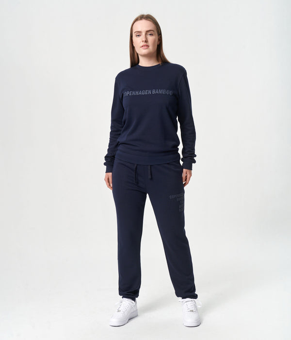 Navy bambus joggingsæt med logo