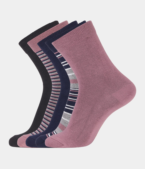 5 par bambus strømper i mauve og stribe mix (low cut) 30-33 Copenhagen Bamboo