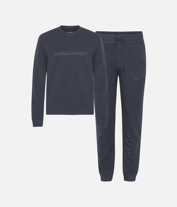 Grå bambus joggingsæt med logo