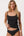4 pak bambus toppe med tynde stroppe sort/cream